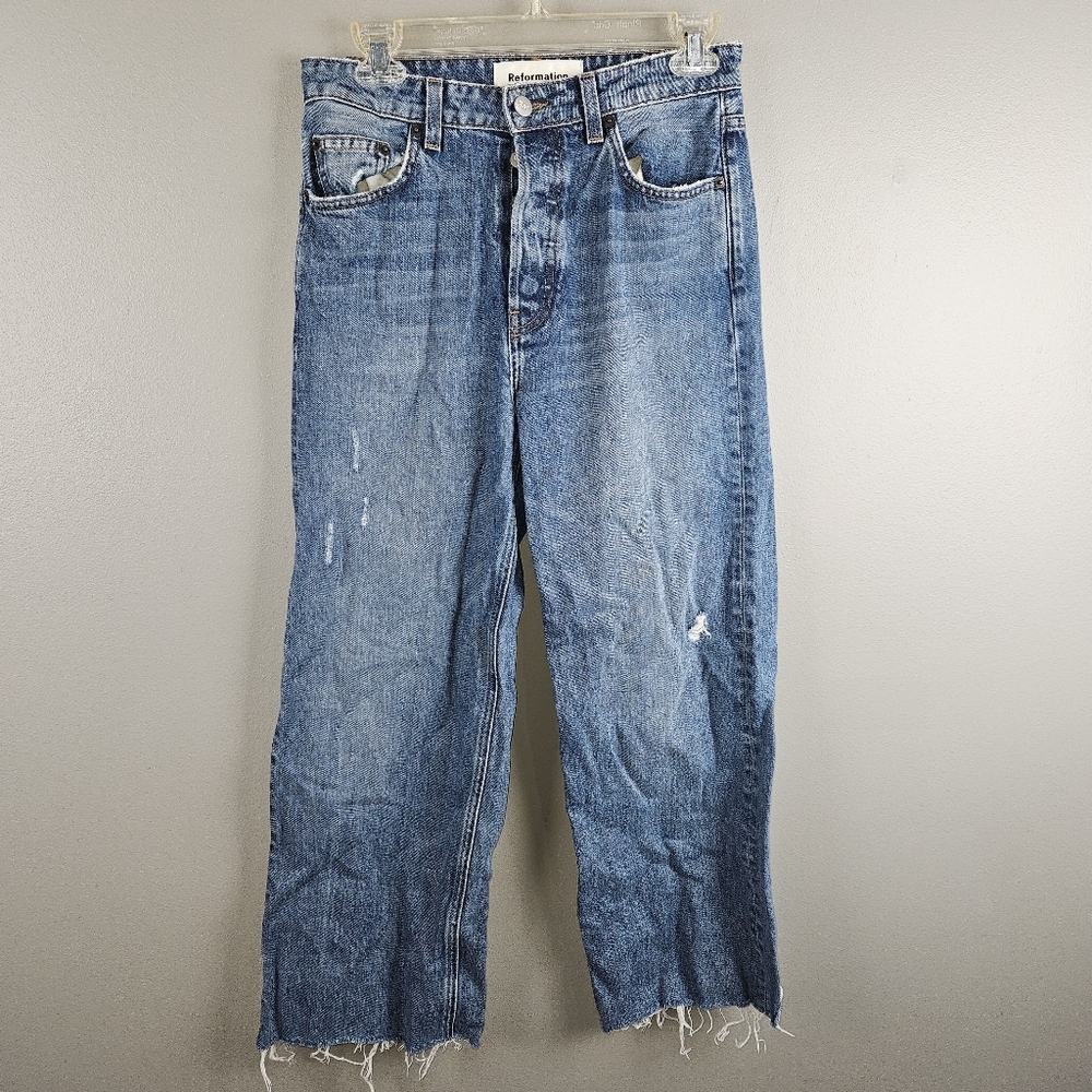 Reformation Wide Leg Fawcett Celctic Wash Jeans Size 27
